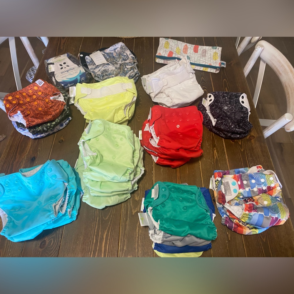 HUGE Cloth Diaper Lot (37 Diapers, 58 inserts, 1 wet bag)